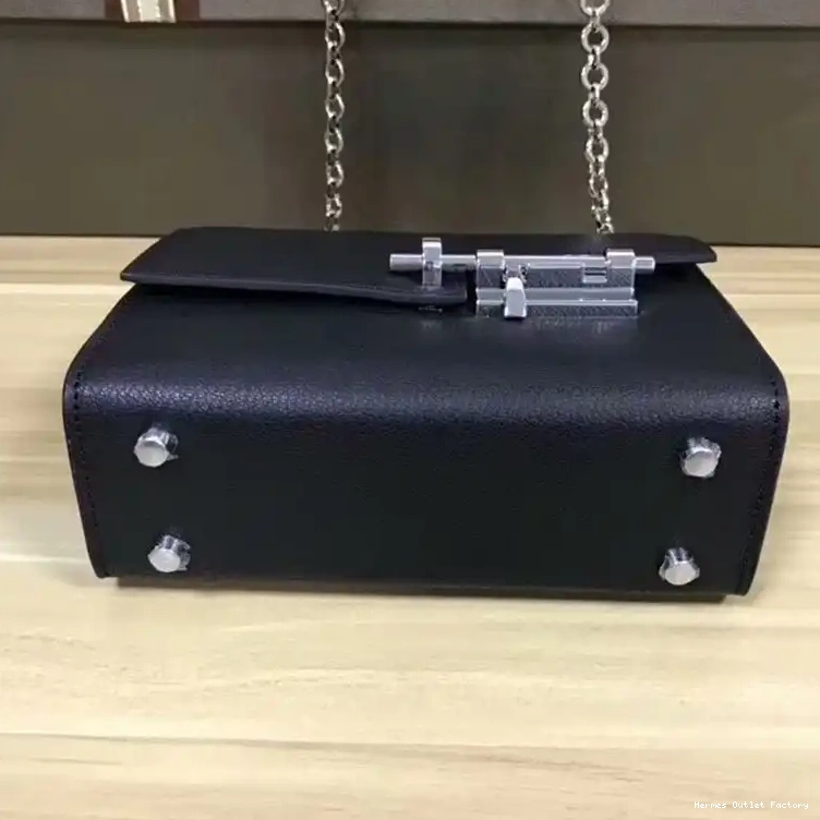 Affordable In Goatskin Mini Bag Verrou Palladium Black Chaine Hardware Hermes 0507
